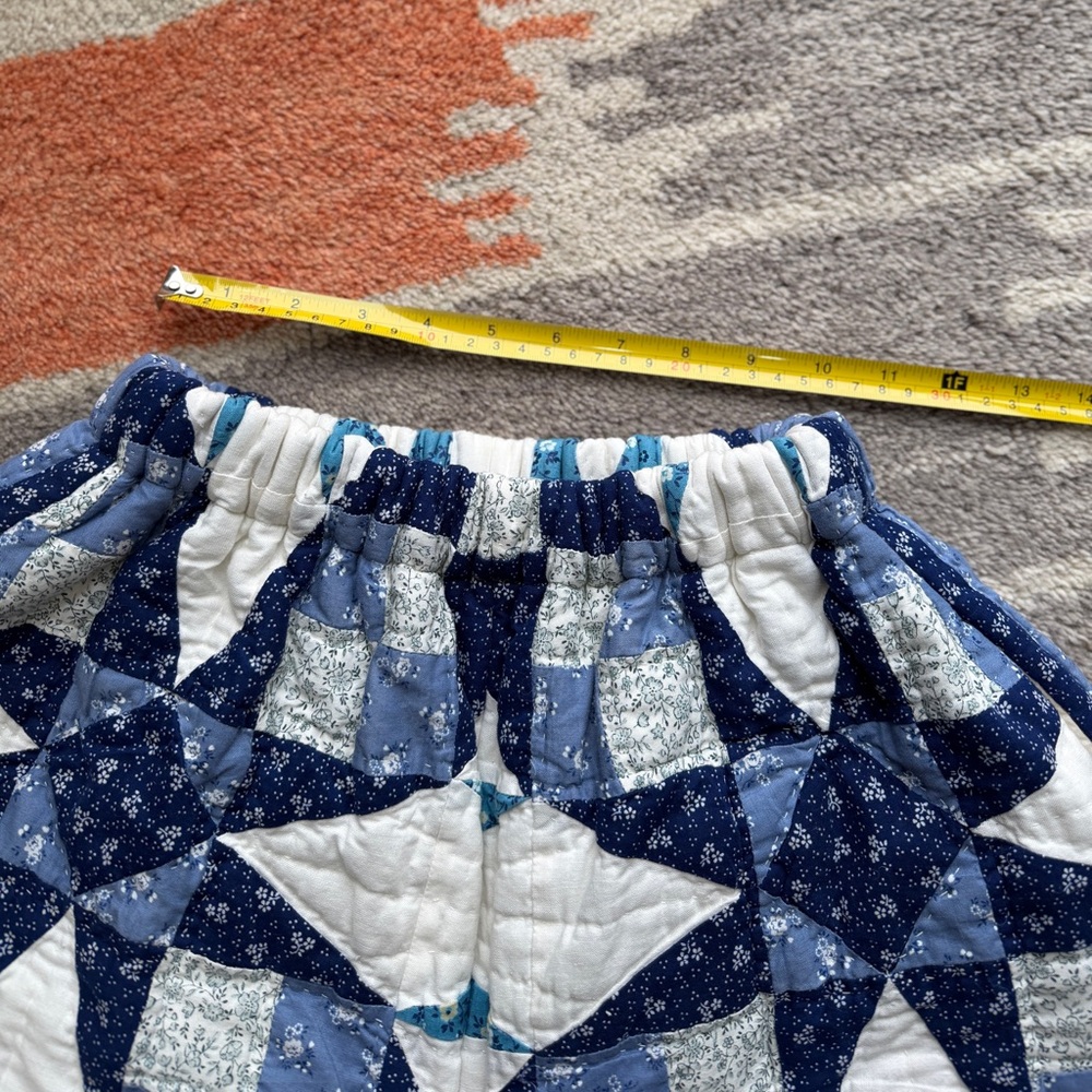 Blue Patchwork Wide-Leg Quilted Pants - Picture 6 of 10
